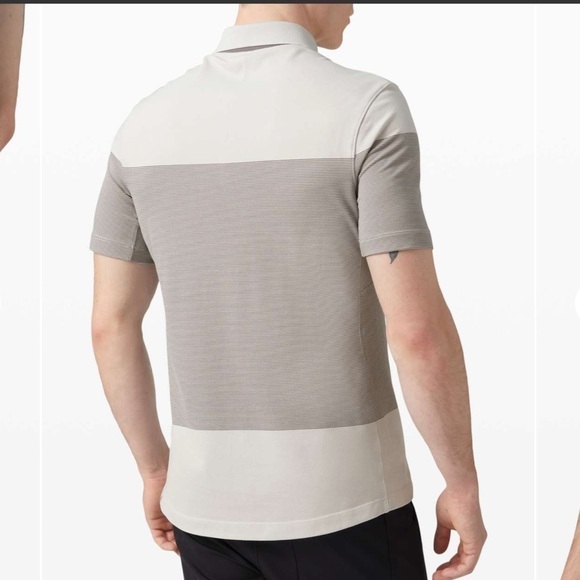 Lululemon Tech Pique Polo Statement Stripe Vapor Asphalt Grey size XL - Picture 3 of 10
